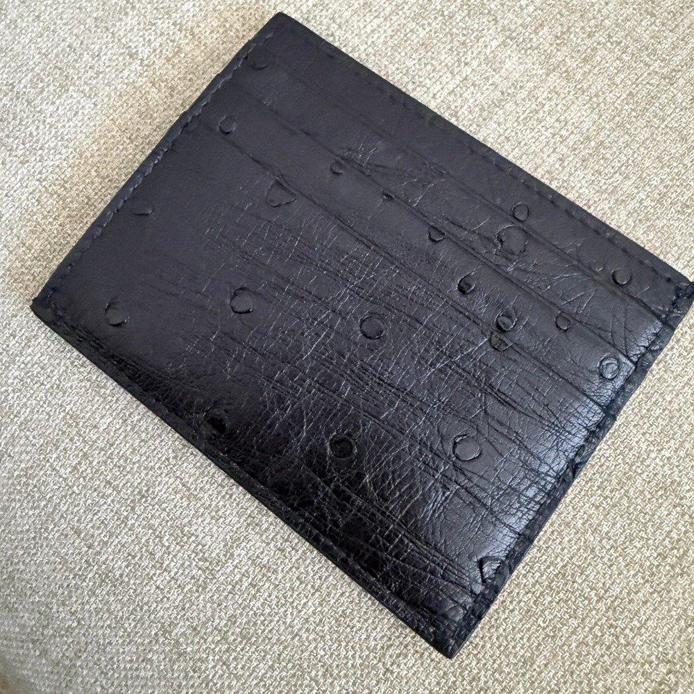Prada Black Ostrich Leather Card Holder Wallet 2MC223 Struzzo Made in Italy - Picture 3 of 10